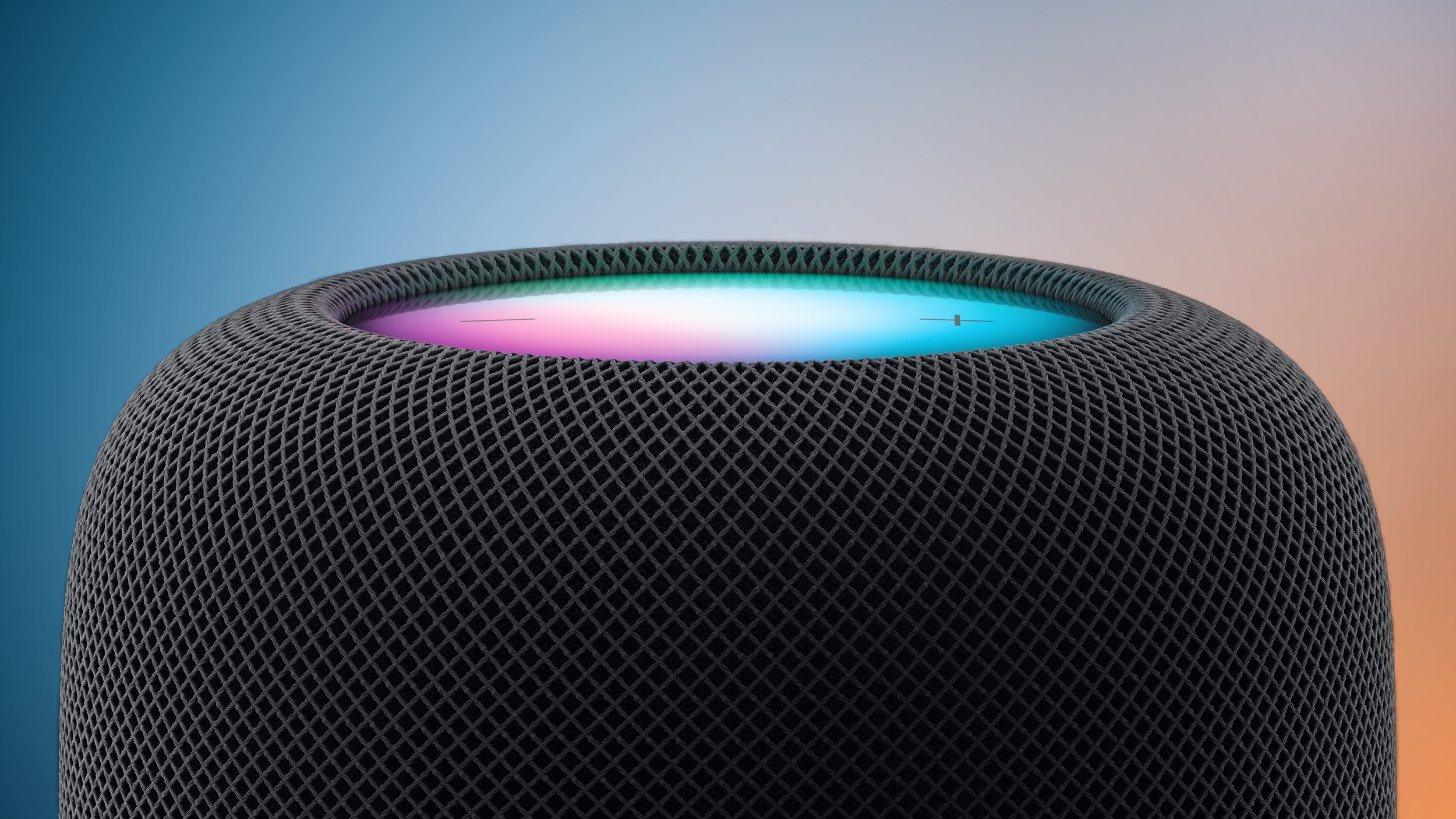 HomePod 2 Midnight Closeup Feature Blue Orange